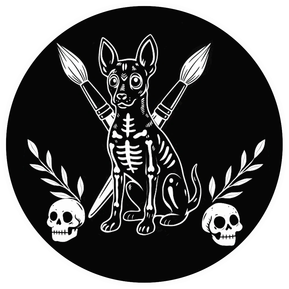 Logo Xolo Makers — xoloitzcuintle con pinceles